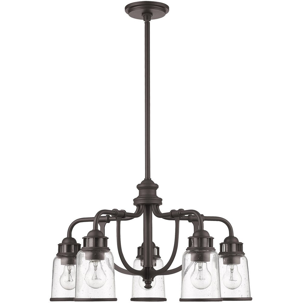 Bronze Five Light Metal Dimmable Chandelier With Shades