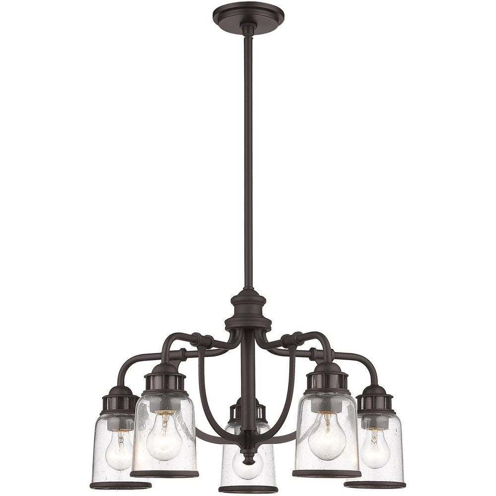 Bronze Five Light Metal Dimmable Chandelier With Shades