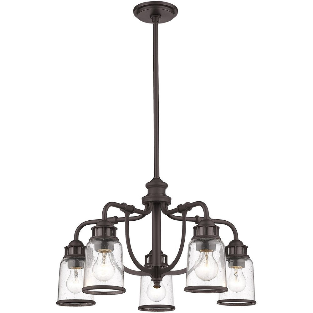 Bronze Five Light Dimmable Chandelier With Shades