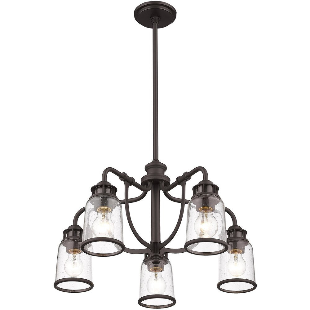 Bronze Five Light Metal Dimmable Chandelier With Shades