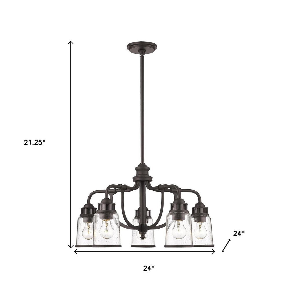 Bronze Five Light Metal Dimmable Chandelier With Shades