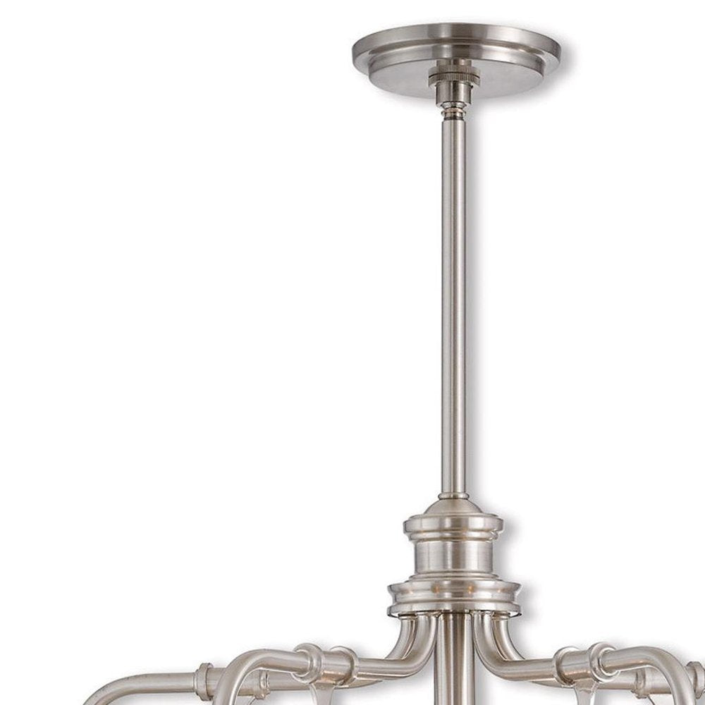 Nickel Five Light Metal Dimmable Chandelier With Shades