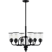 Black Six Light Dimmable Chandelier With Shades