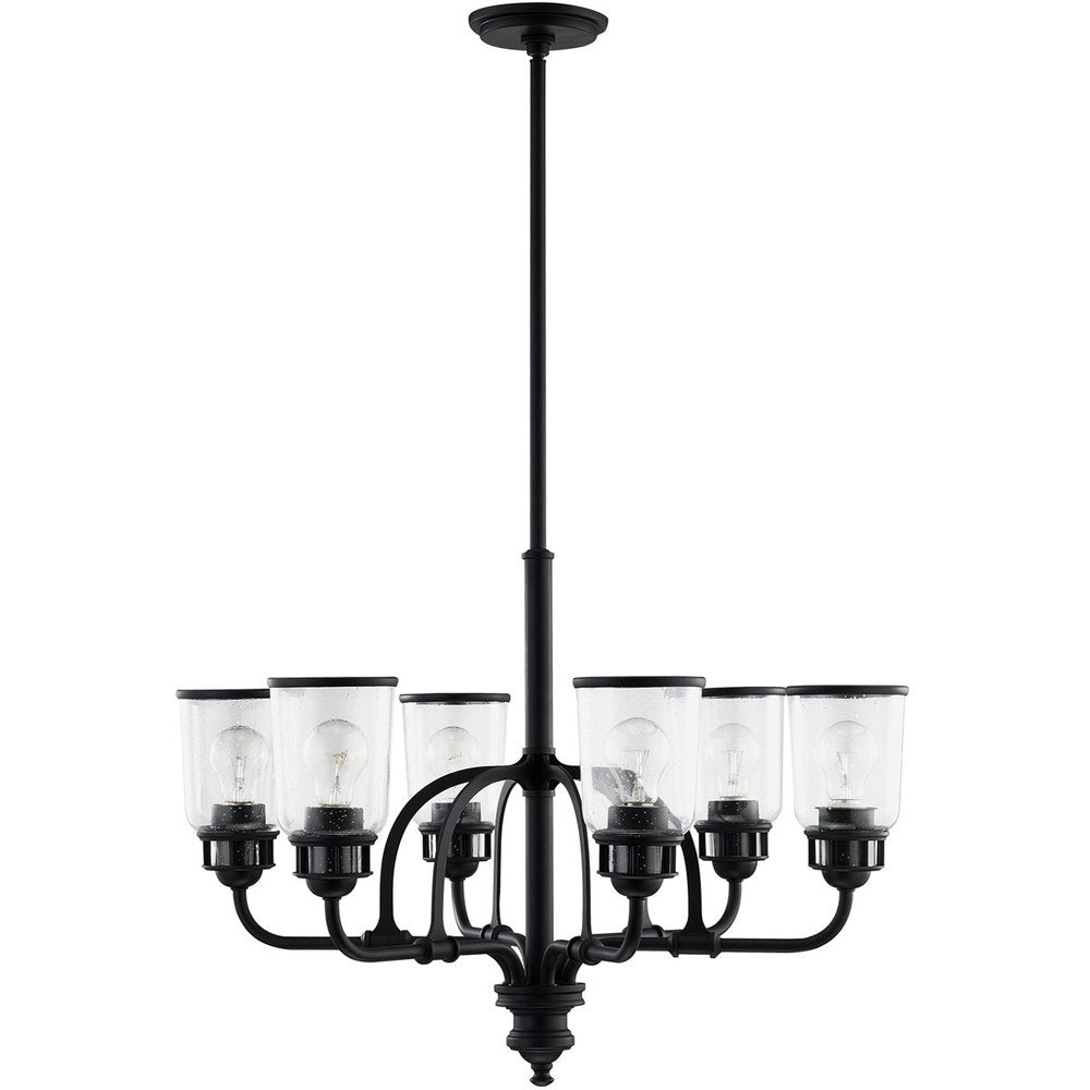 Black Six Light Dimmable Chandelier With Shades