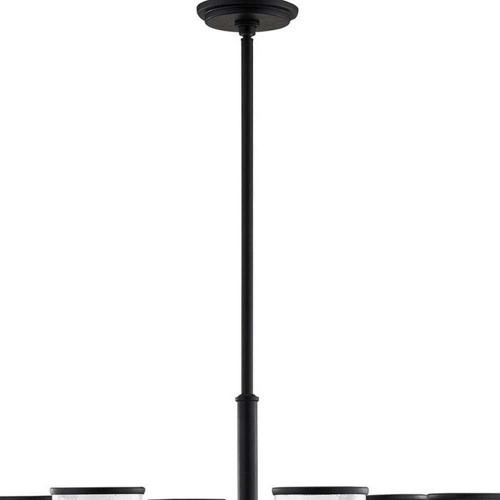 Black Six Light Metal Dimmable Chandelier With Shades