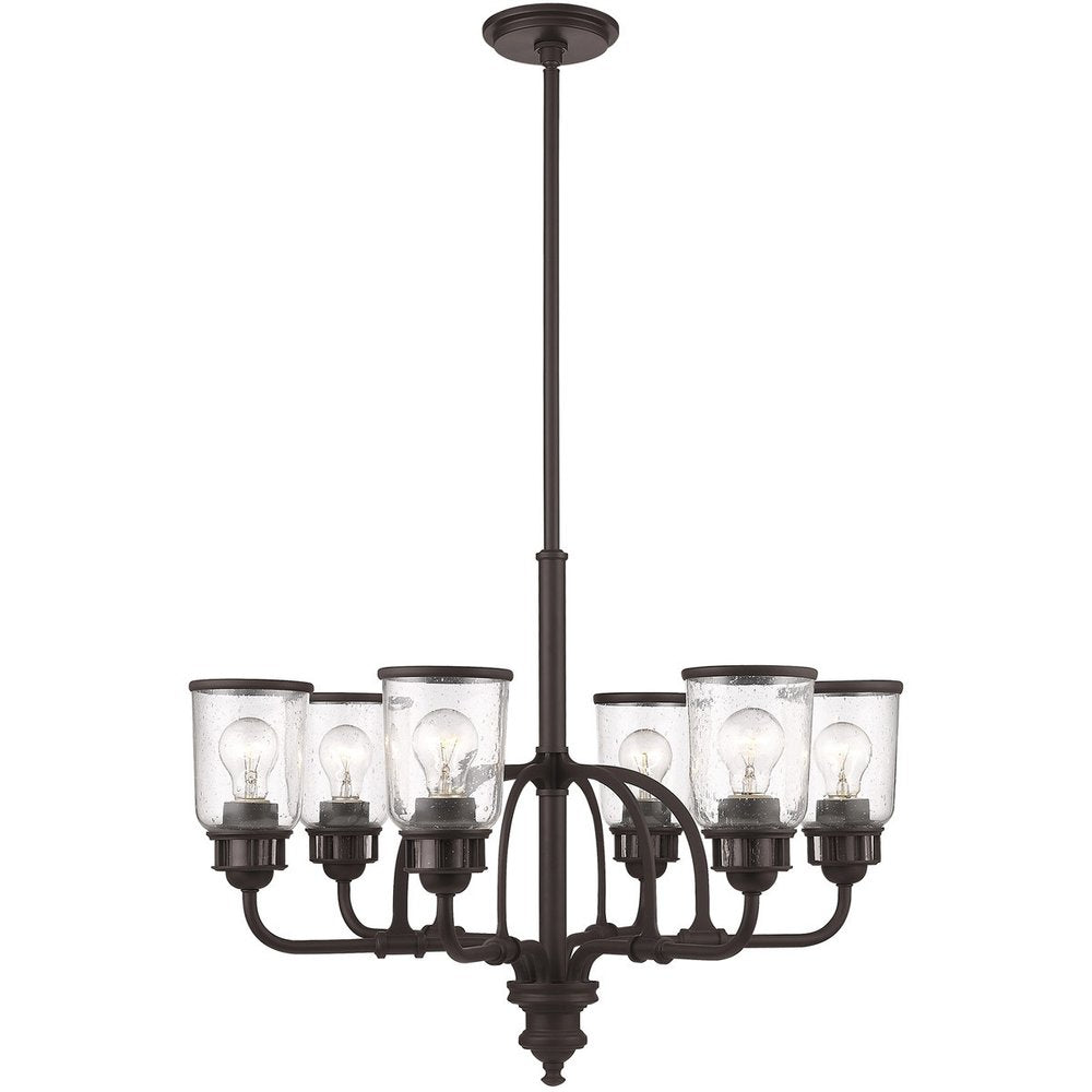 Bronze Six Light Metal Dimmable Chandelier With Shades