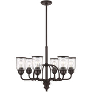 Bronze Six Light Metal Dimmable Chandelier With Shades