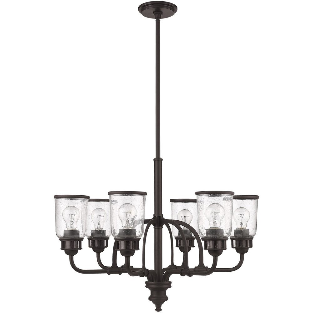 Bronze Six Light Metal Dimmable Chandelier With Shades