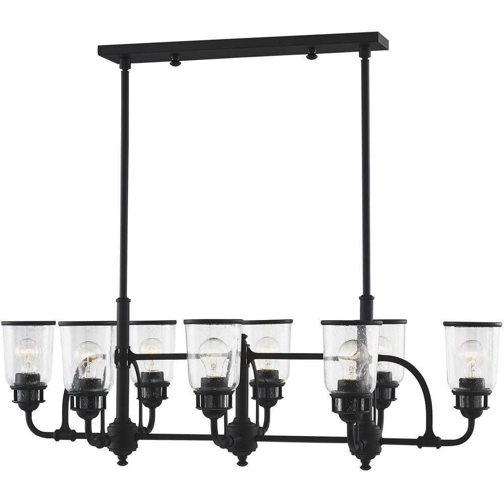 Black Eight Light Dimmable Chandelier With Shades