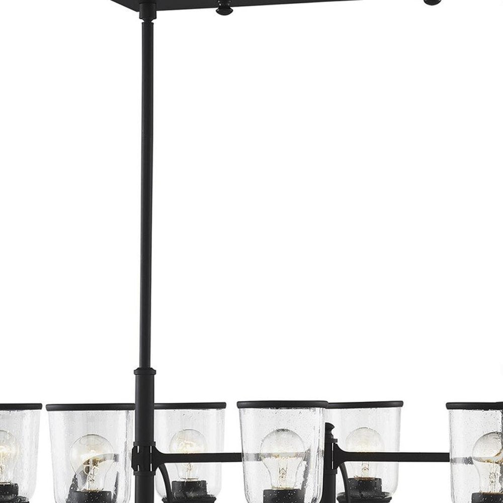 Black Eight Light Dimmable Chandelier With Shades