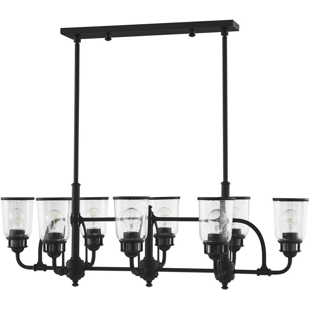 Black Eight Light Dimmable Chandelier With Shades