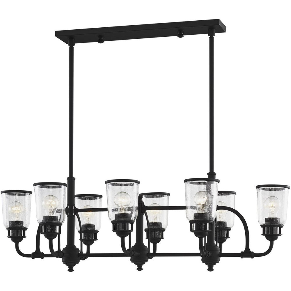 Black Eight Light Dimmable Chandelier With Shades
