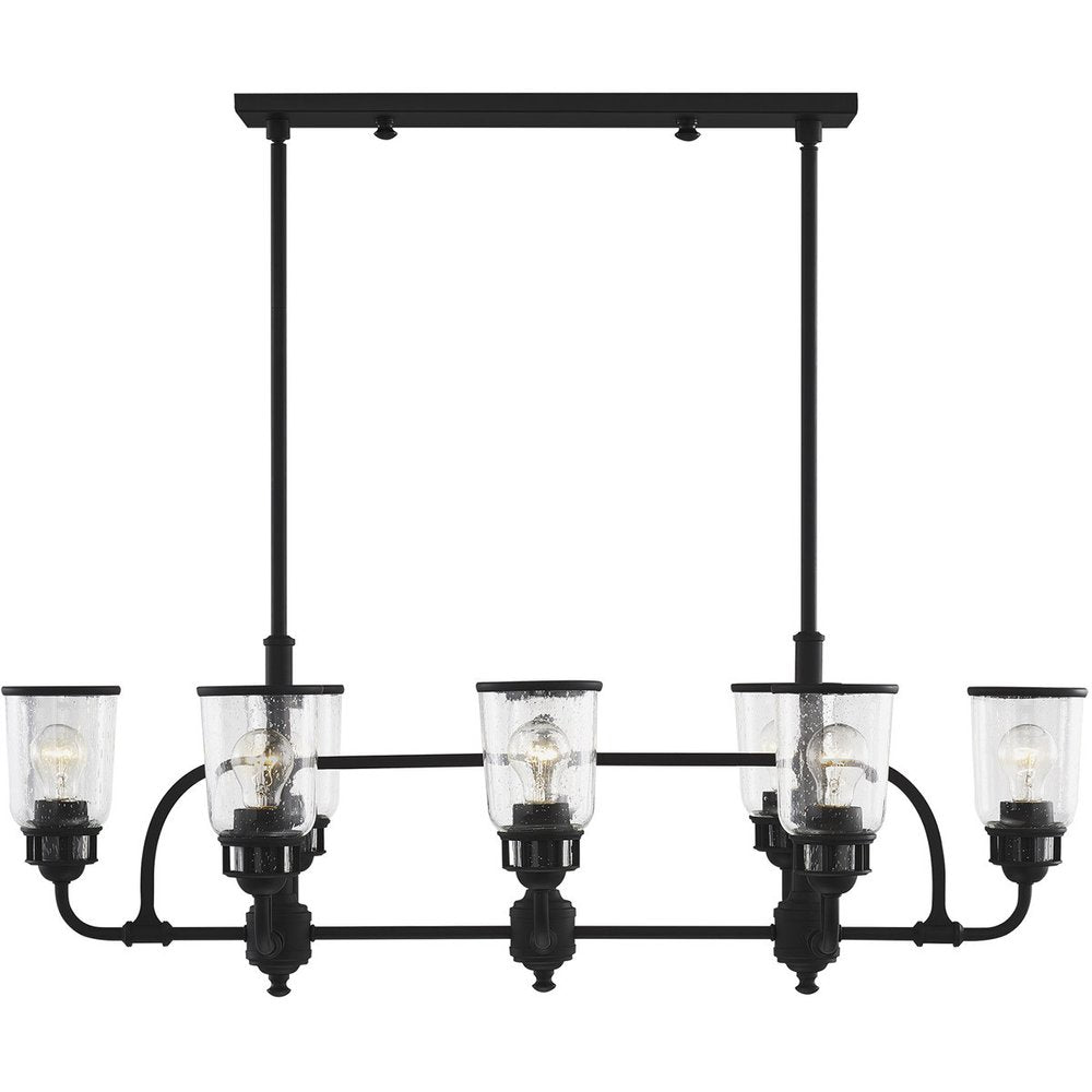 Black Eight Light Dimmable Chandelier With Shades