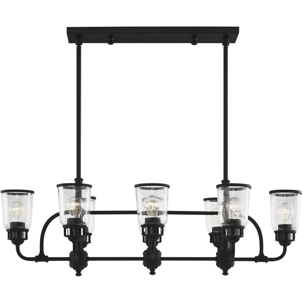 Black Eight Light Dimmable Chandelier With Shades
