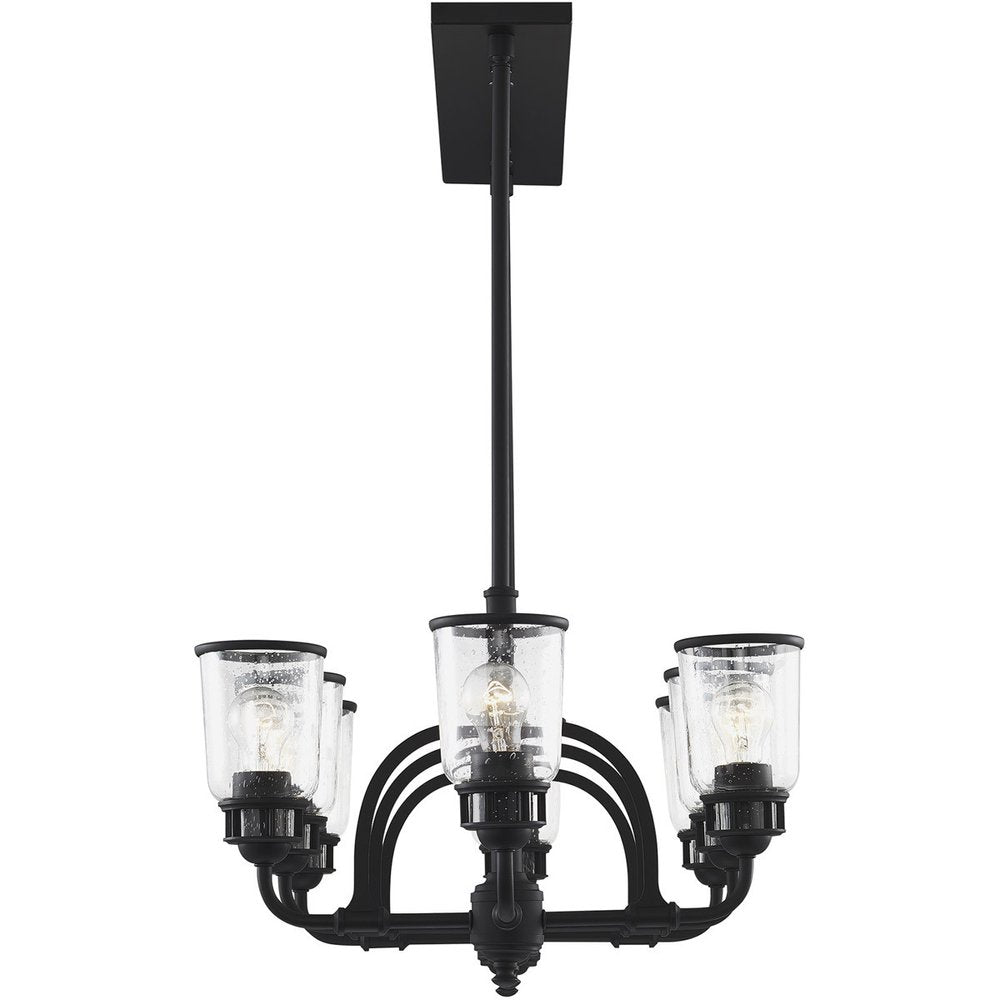 Black Eight Light Dimmable Chandelier With Shades