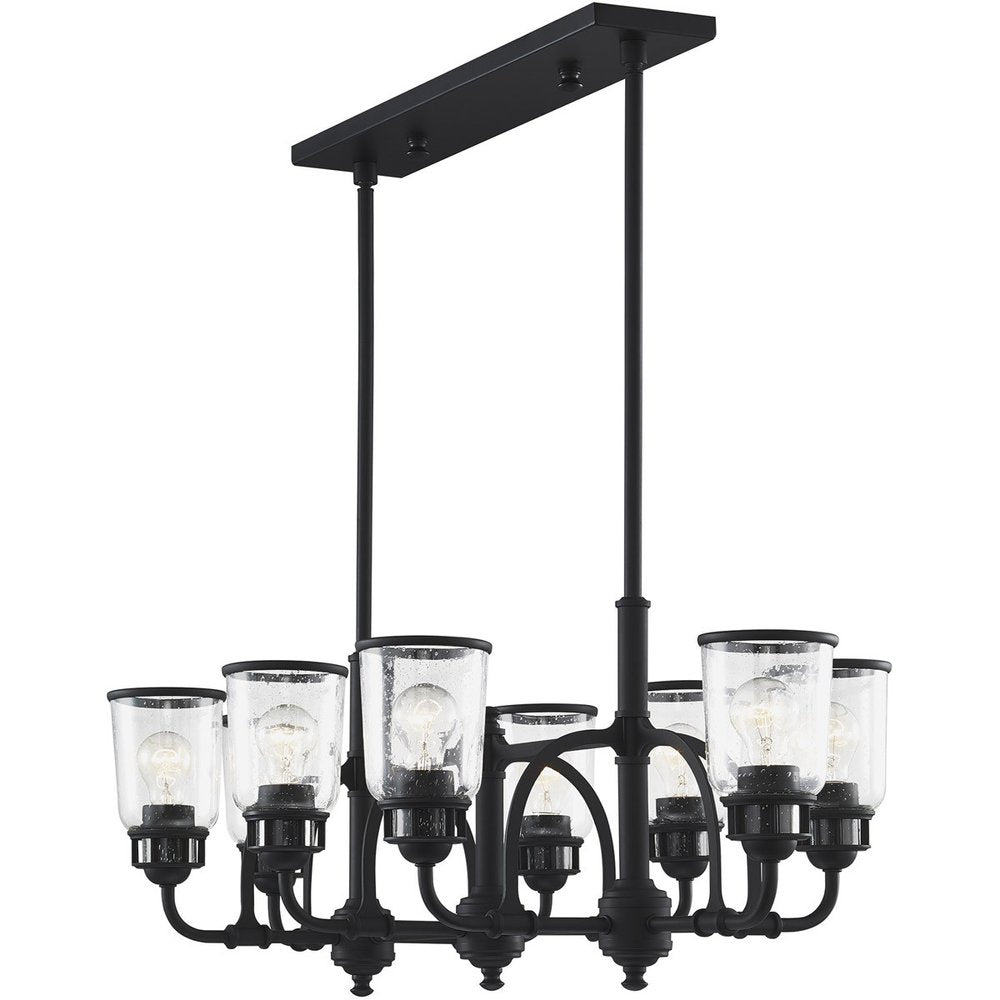Black Eight Light Dimmable Chandelier With Shades