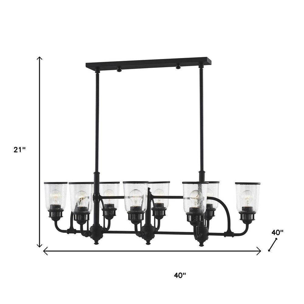 Black Eight Light Dimmable Chandelier With Shades