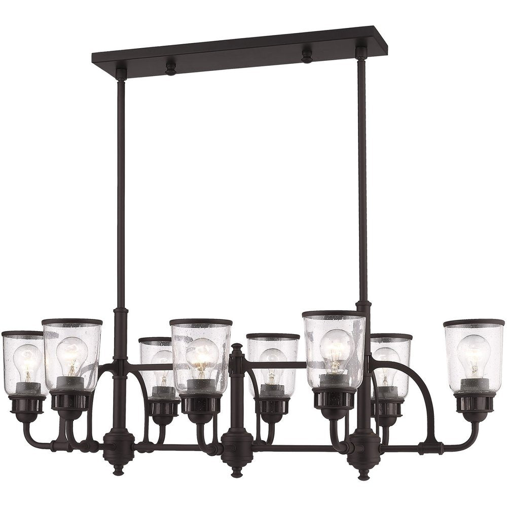 Bronze Eight Light Metal Dimmable Chandelier With Shades