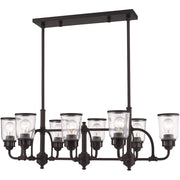 Bronze Eight Light Dimmable Chandelier With Shades