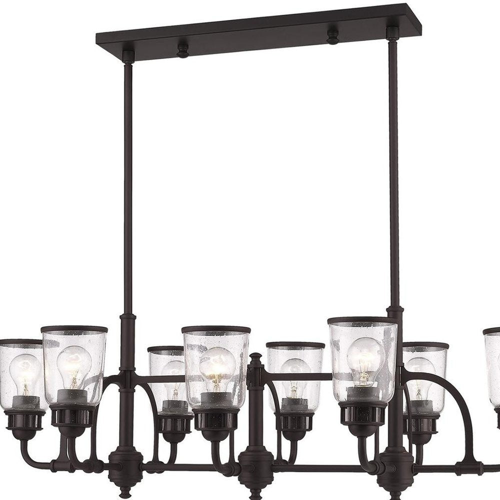Bronze Eight Light Dimmable Chandelier With Shades