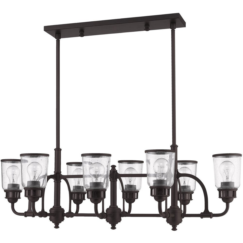 Bronze Eight Light Metal Dimmable Chandelier With Shades