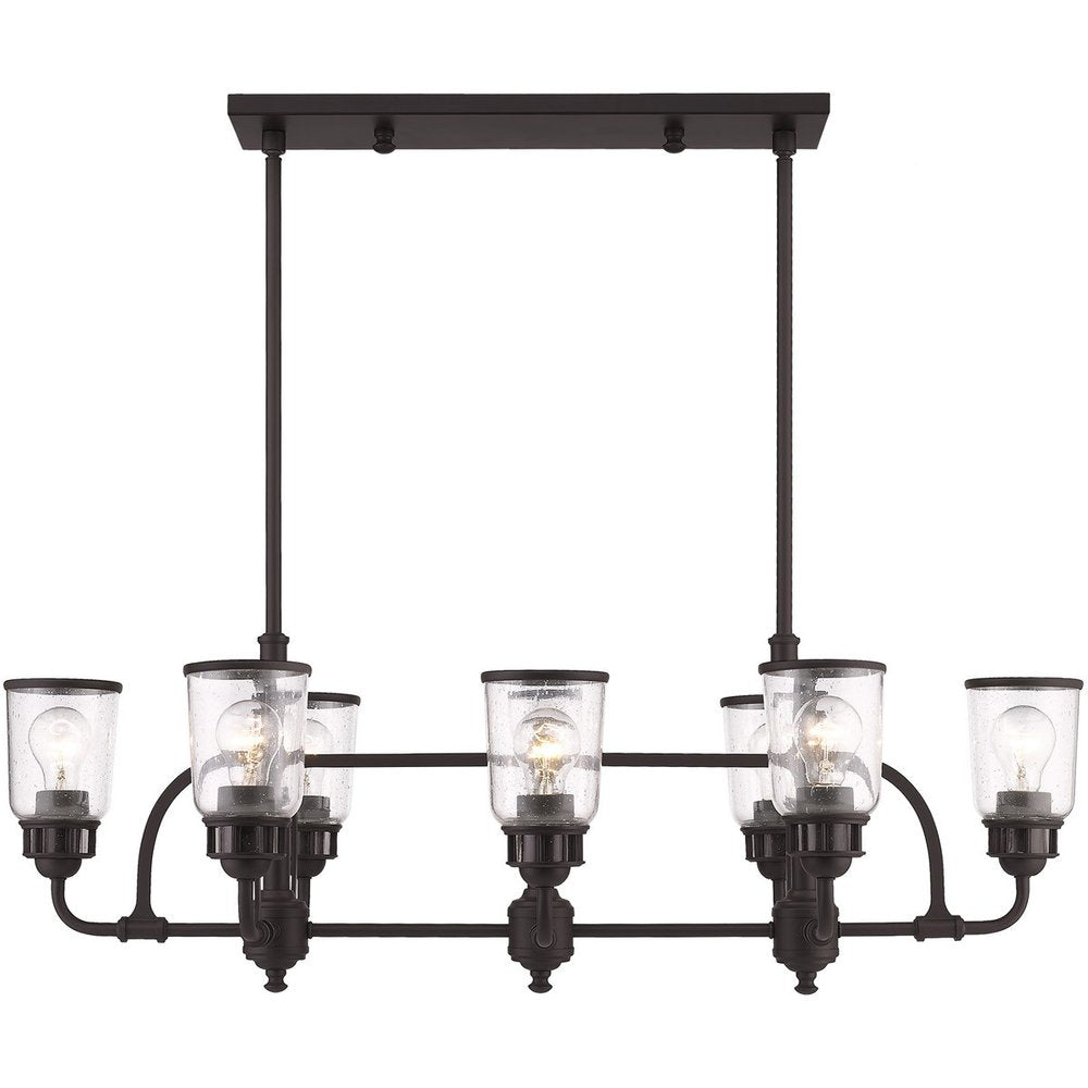 Bronze Eight Light Metal Dimmable Chandelier With Shades