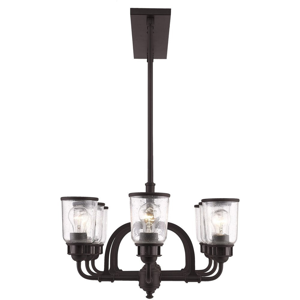Bronze Eight Light Metal Dimmable Chandelier With Shades