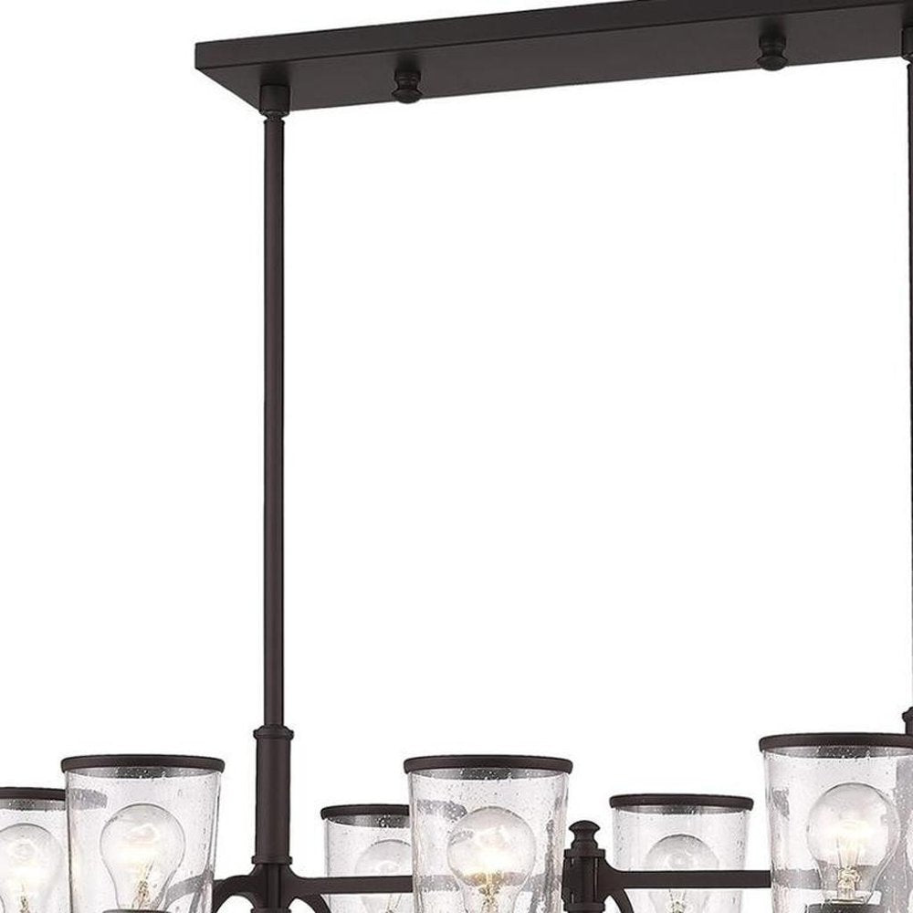 Bronze Eight Light Metal Dimmable Chandelier With Shades