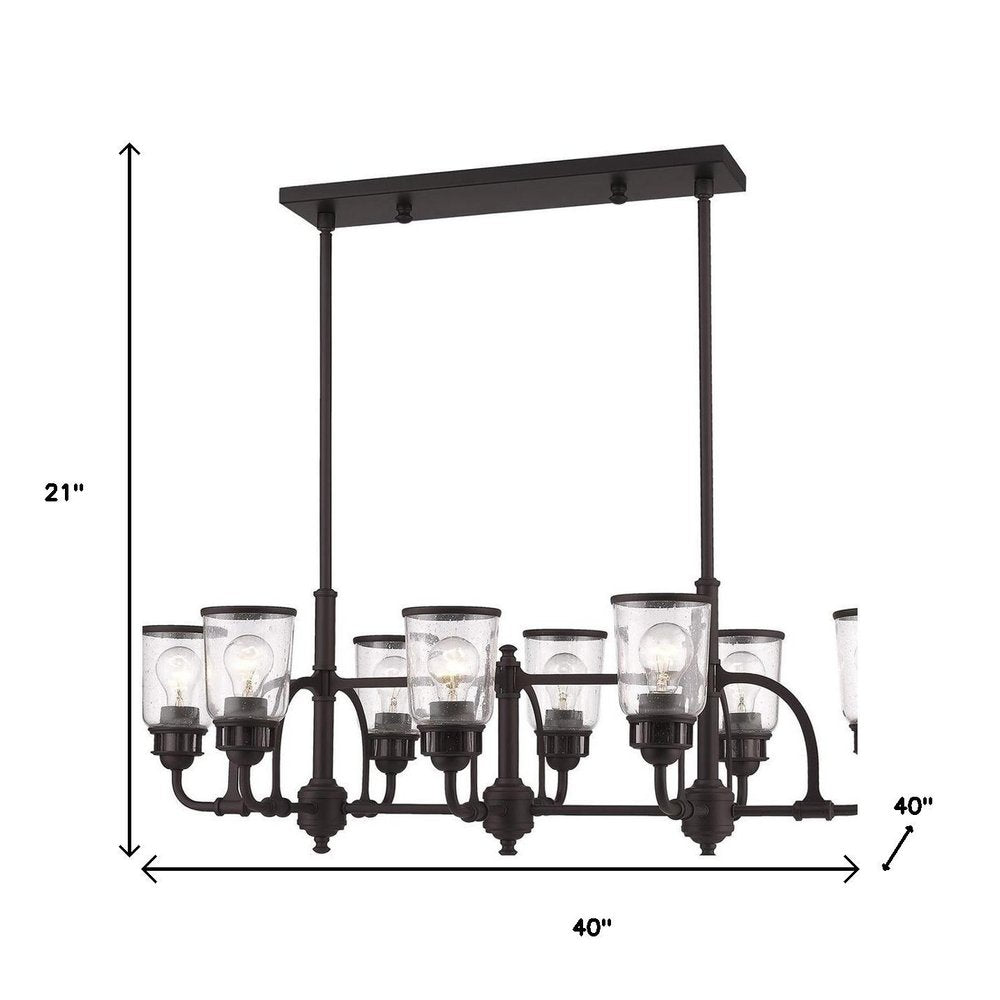 Bronze Eight Light Metal Dimmable Chandelier With Shades