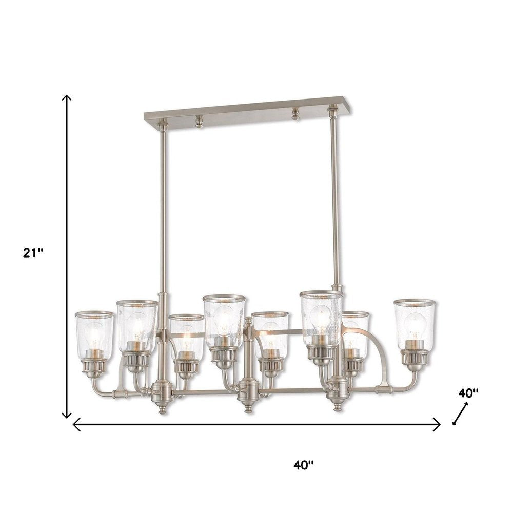 Nickel Eight Light Metal Dimmable Chandelier With Shades