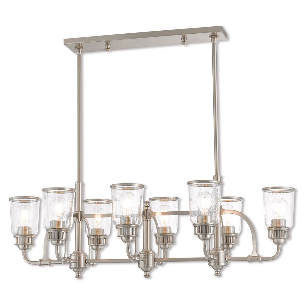 Eight Light Dimmable Chandelier With Shades