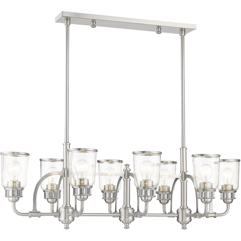 Nickel Eight Light Metal Dimmable Chandelier With Shades