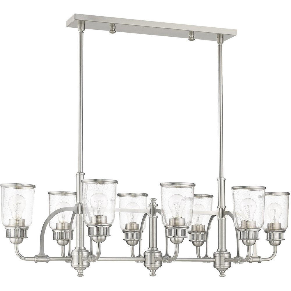 Nickel Eight Light Metal Dimmable Chandelier With Shades