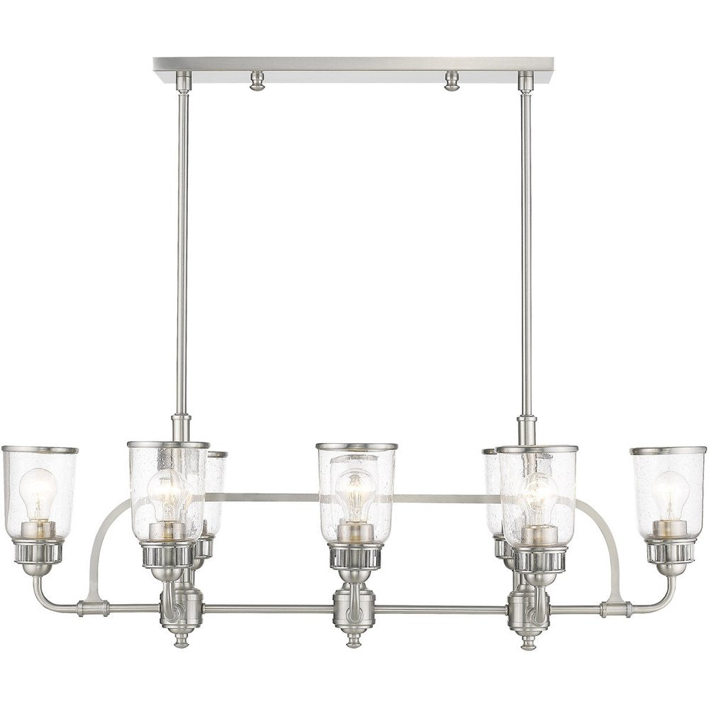 Nickel Eight Light Metal Dimmable Chandelier With Shades