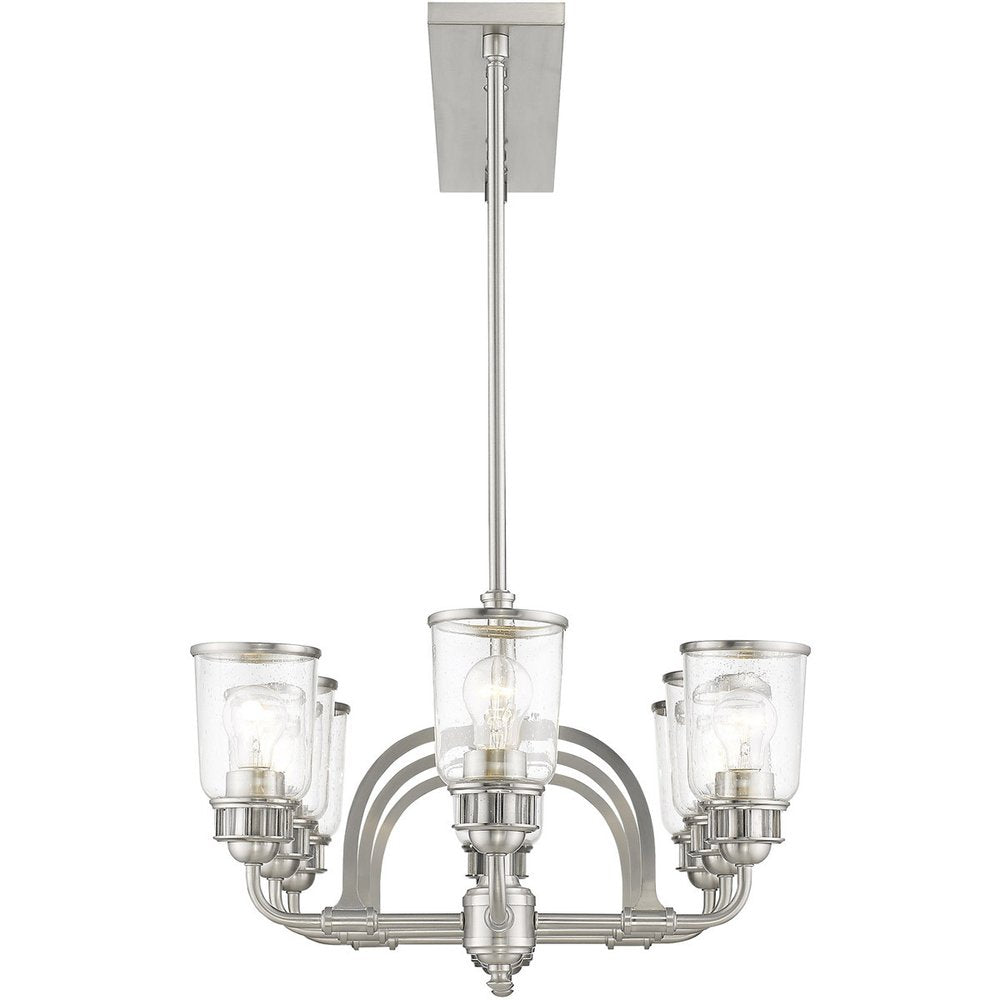 Eight Light Dimmable Chandelier With Shades