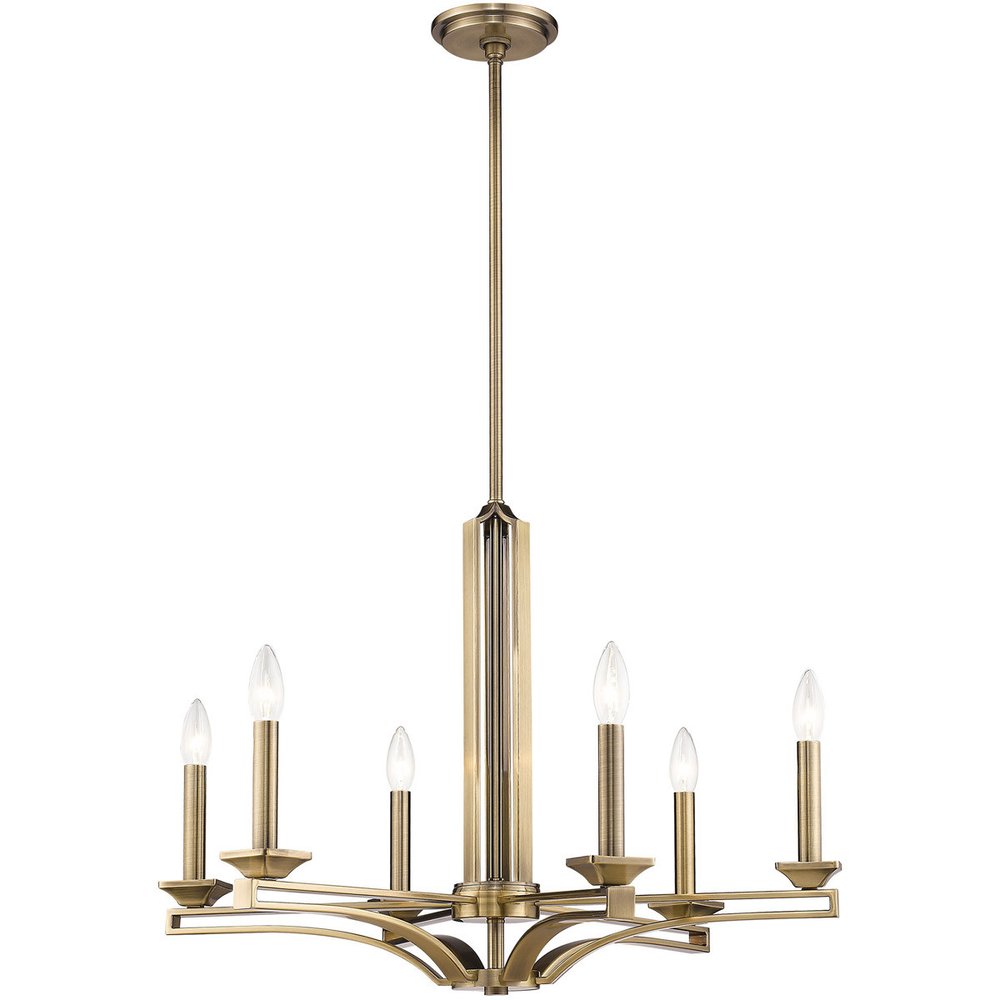 Six Light Dimmable Chandelier With Shades