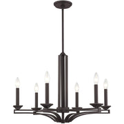 Bronze Six Light Dimmable Chandelier With Shades