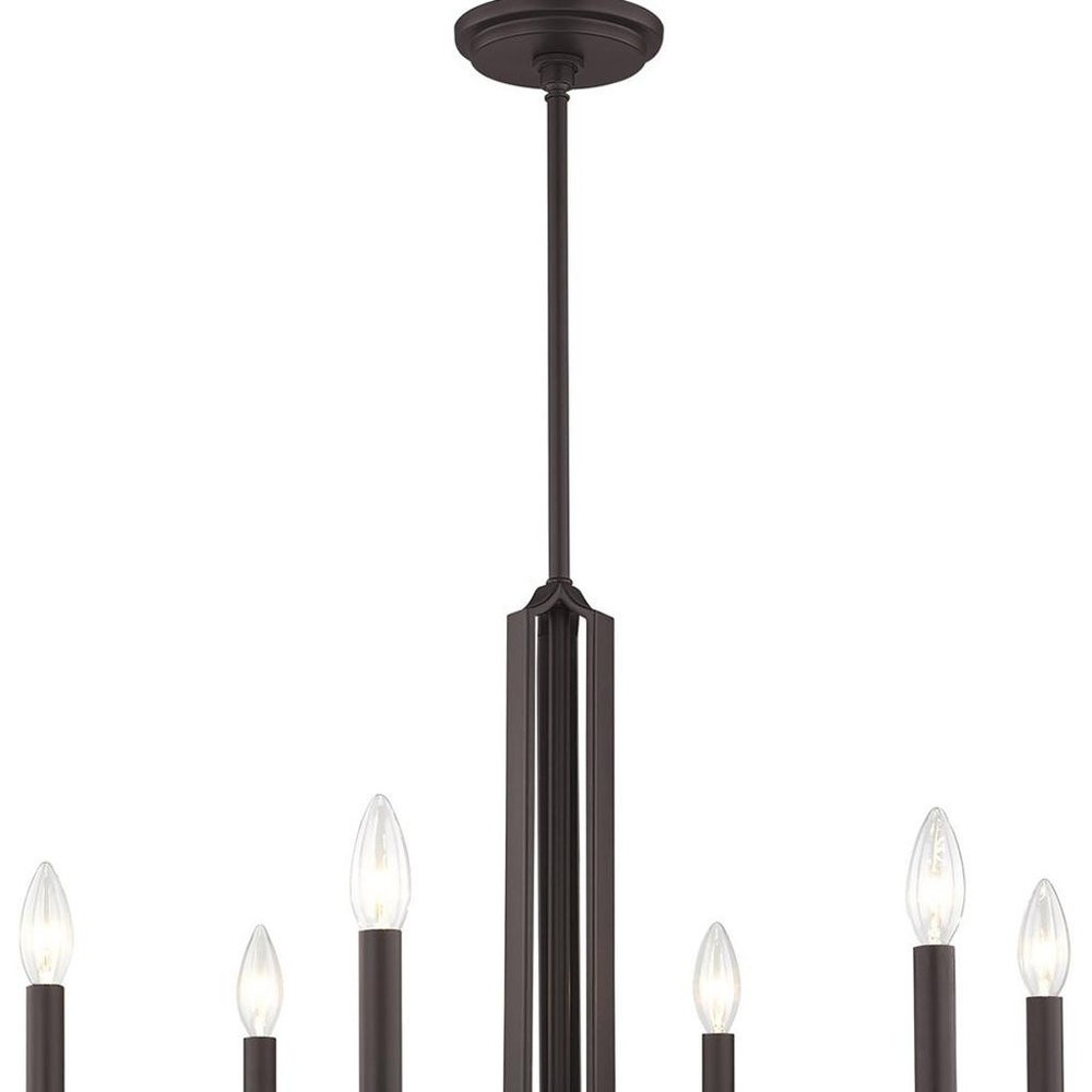 Bronze Six Light Metal Dimmable Chandelier With Shades