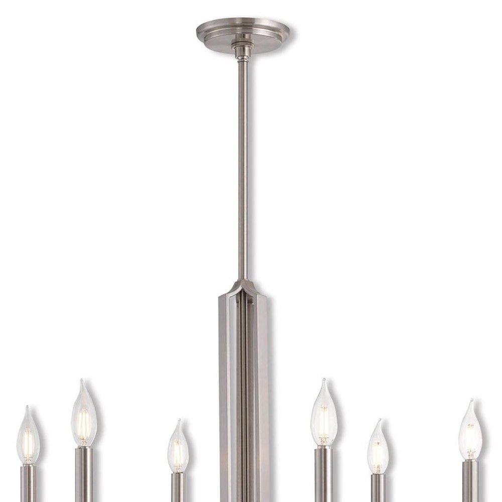 Nickel Six Light Metal Dimmable Chandelier With Shades