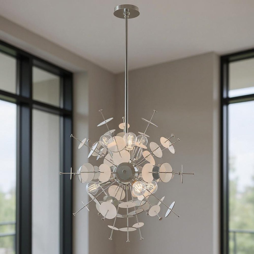 Six Light Dimmable Chandelier With Shades