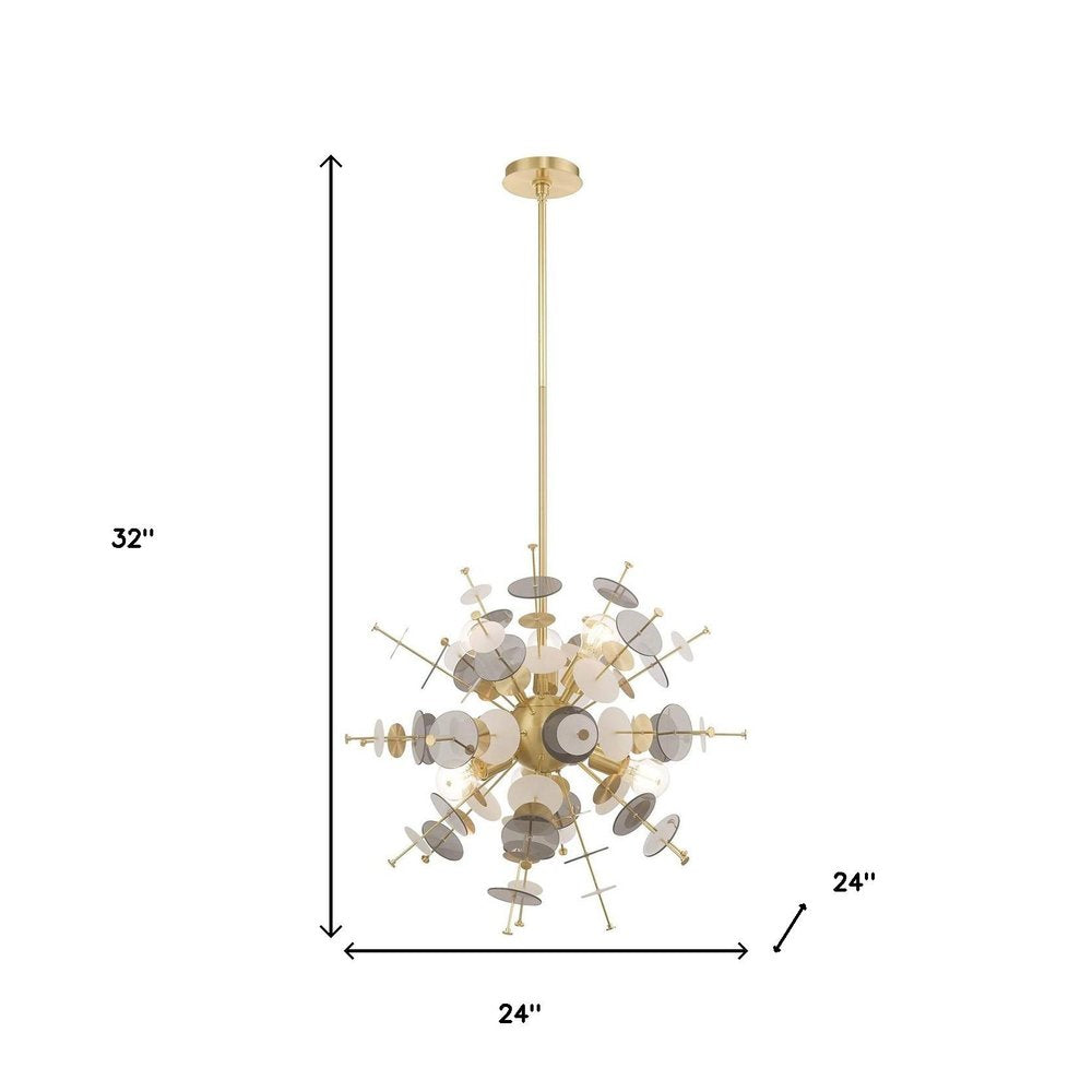 Six Light Dimmable Chandelier With Shades
