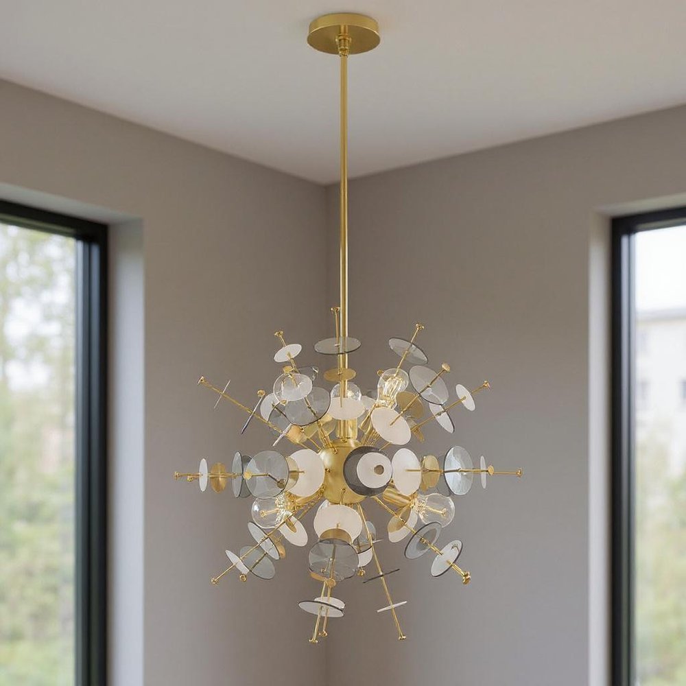 Six Light Dimmable Chandelier With Shades