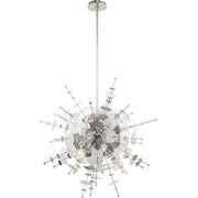 Silver Six Light Metal Dimmable Chandelier With Shades