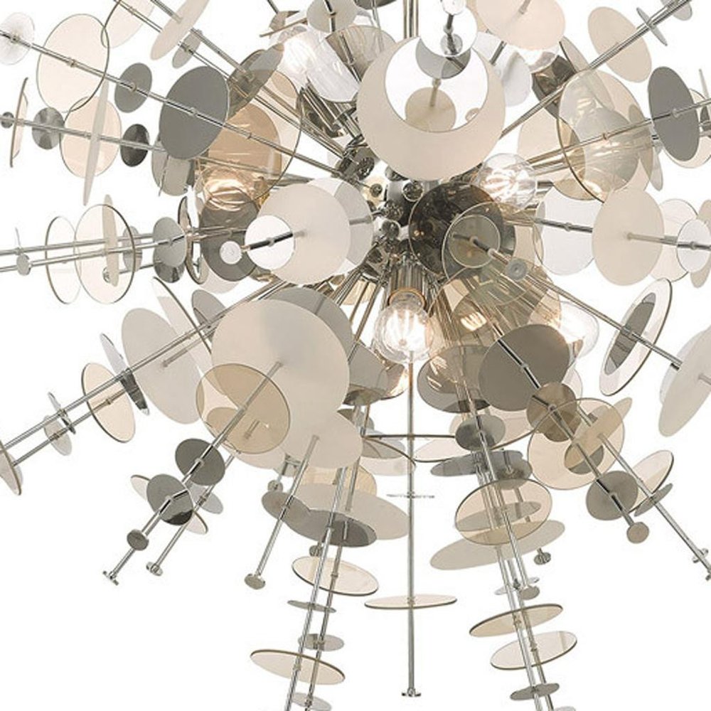 Silver Twelve Light Metal Dimmable Chandelier With Shades