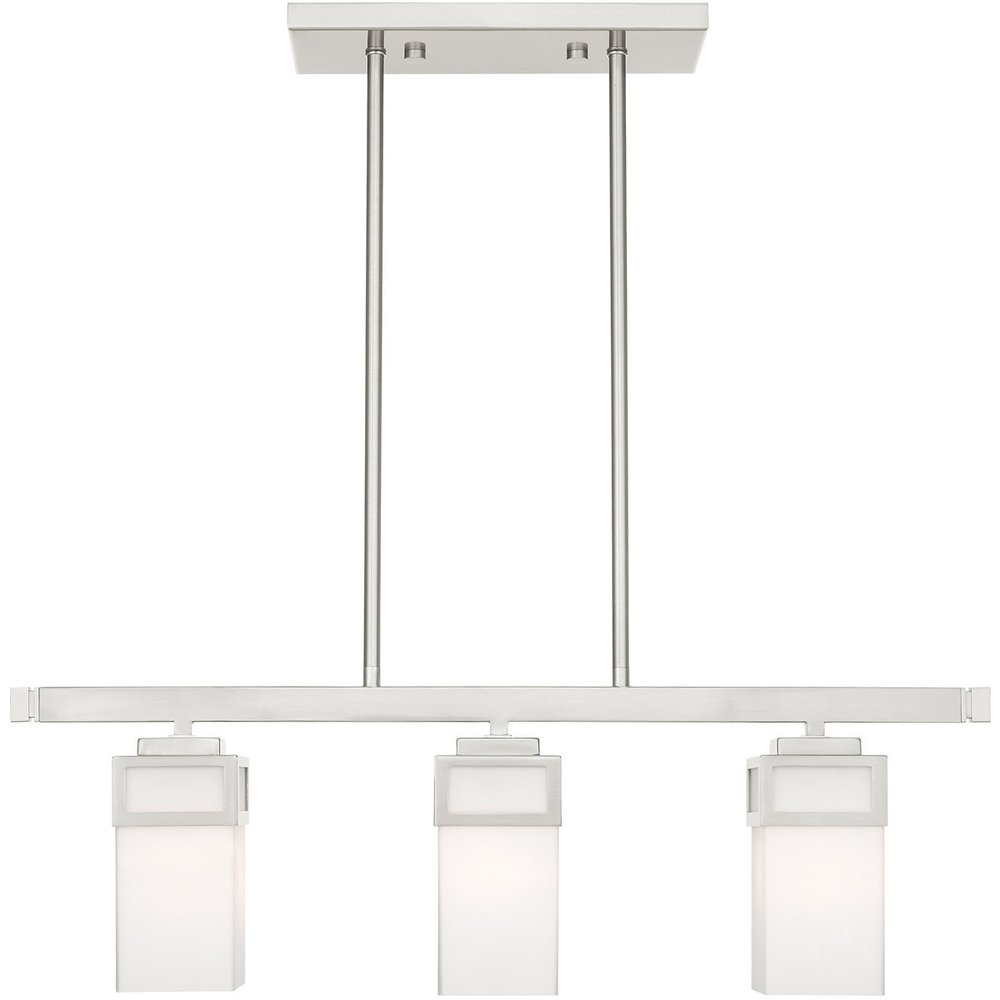 Nickel Three Light Metal Dimmable Chandelier With Shades