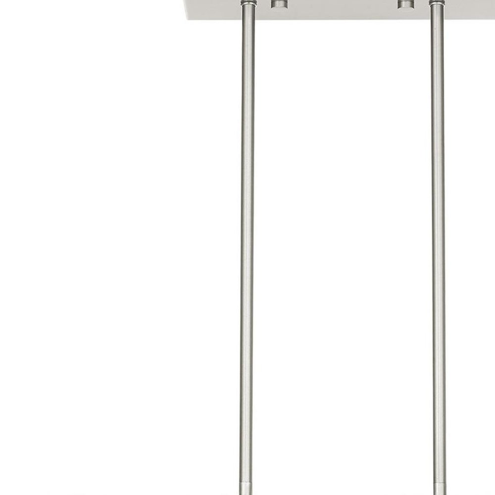 Nickel Three Light Metal Dimmable Chandelier With Shades