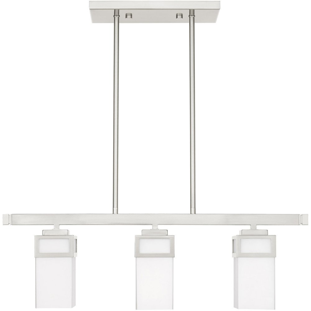 Nickel Three Light Metal Dimmable Chandelier With Shades