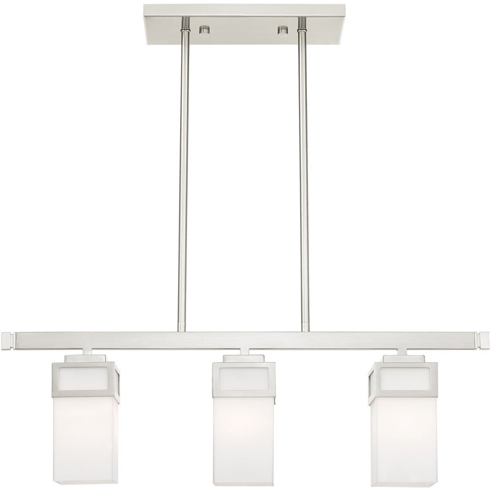 Nickel Three Light Metal Dimmable Chandelier With Shades