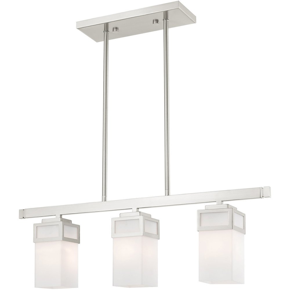 Nickel Three Light Metal Dimmable Chandelier With Shades
