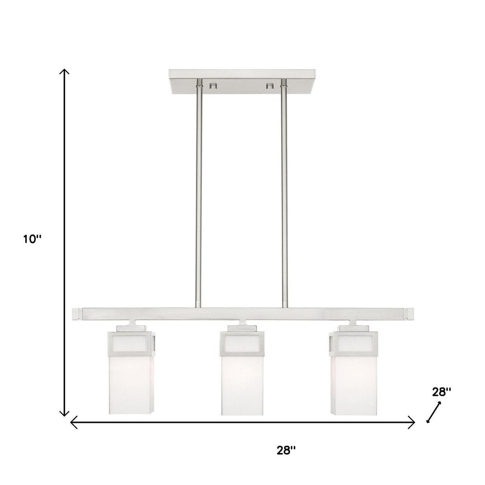 Nickel Three Light Metal Dimmable Chandelier With Shades